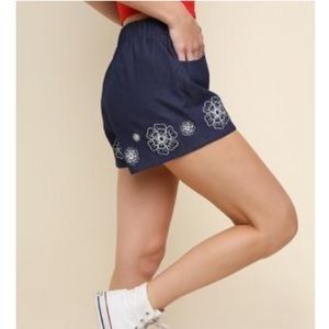 Jeannie Floral Embellished Denim Shorts